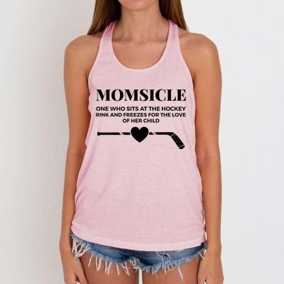 Momsicle Freezes For The Love Of Her Funny Hockey Mom Gift Women's Knotted Racerback Tank