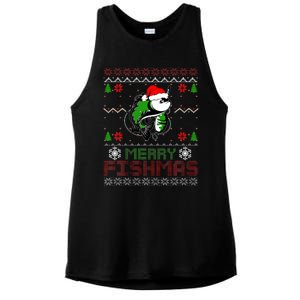 Merry Fishmas Fishing Christmas Ugly Pajama Fisher Ladies PosiCharge Tri-Blend Wicking Tank