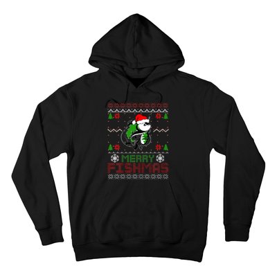 Merry Fishmas Fishing Christmas Ugly Pajama Fisher Hoodie