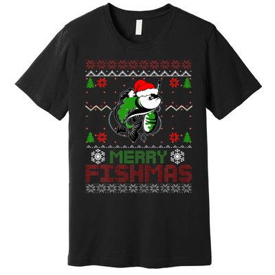 Merry Fishmas Fishing Christmas Ugly Pajama Fisher Premium T-Shirt