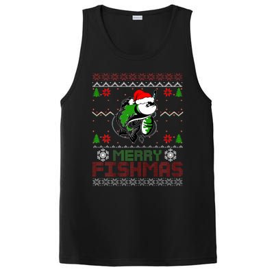 Merry Fishmas Fishing Christmas Ugly Pajama Fisher PosiCharge Competitor Tank