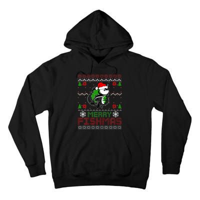 Merry Fishmas Fishing Christmas Ugly Pajama Fisher Tall Hoodie