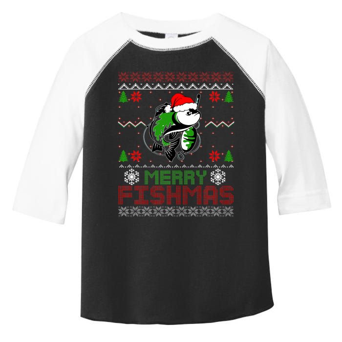 Merry Fishmas Fishing Christmas Ugly Pajama Fisher Toddler Fine Jersey T-Shirt