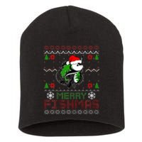 Merry Fishmas Fishing Christmas Ugly Pajama Fisher Short Acrylic Beanie