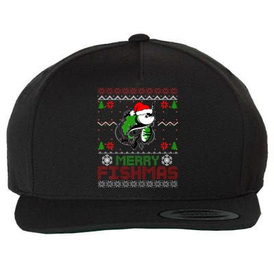 Merry Fishmas Fishing Christmas Ugly Pajama Fisher Wool Snapback Cap