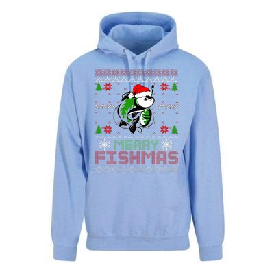 Merry Fishmas Fishing Christmas Ugly Pajama Fisher Unisex Surf Hoodie