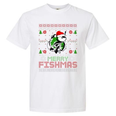 Merry Fishmas Fishing Christmas Ugly Pajama Fisher Garment-Dyed Heavyweight T-Shirt