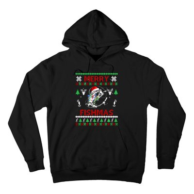 Merry Fishmas Fishing Christmas Ugly Pajama Fishers Hoodie