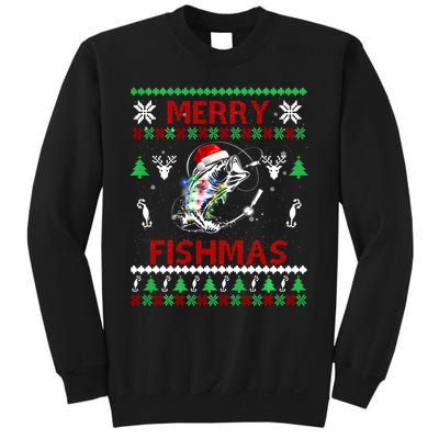 Merry Fishmas Fishing Christmas Ugly Pajama Fishers Sweatshirt