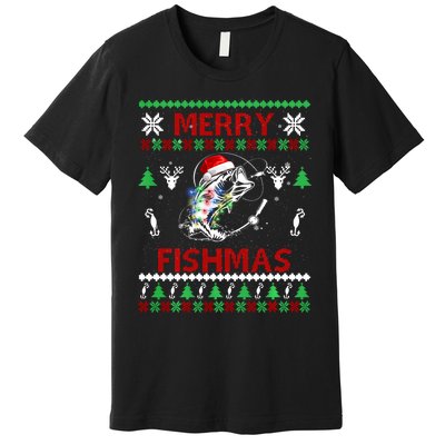 Merry Fishmas Fishing Christmas Ugly Pajama Fishers Premium T-Shirt