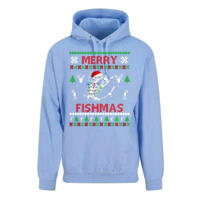 Merry Fishmas Fishing Christmas Ugly Pajama Fishers Unisex Surf Hoodie