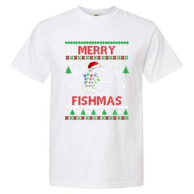 Merry Fishmas Fishing Christmas Ugly Pajama Fishers Garment-Dyed Heavyweight T-Shirt