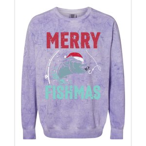 Merry Fishmas Funny Christmas For Family Fish Fisher Gift Colorblast Crewneck Sweatshirt