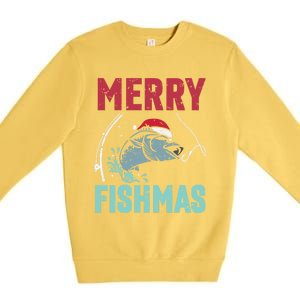 Merry Fishmas Funny Christmas For Family Fish Fisher Gift Premium Crewneck Sweatshirt