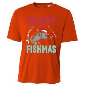 Merry Fishmas Funny Christmas For Family Fish Fisher Gift Cooling Performance Crew T-Shirt