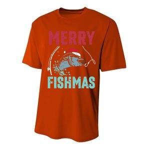 Merry Fishmas Funny Christmas For Family Fish Fisher Gift Performance Sprint T-Shirt