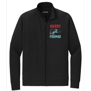 Merry Fishmas Funny Christmas For Family Fish Fisher Gift Stretch Full-Zip Cadet Jacket