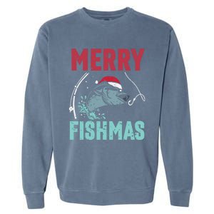 Merry Fishmas Funny Christmas For Family Fish Fisher Gift Garment-Dyed Sweatshirt