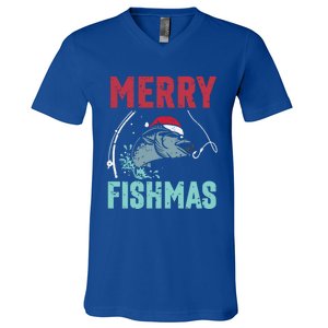 Merry Fishmas Funny Christmas For Family Fish Fisher Gift V-Neck T-Shirt