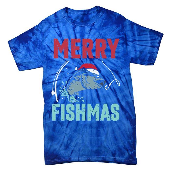 Merry Fishmas Funny Christmas For Family Fish Fisher Gift Tie-Dye T-Shirt