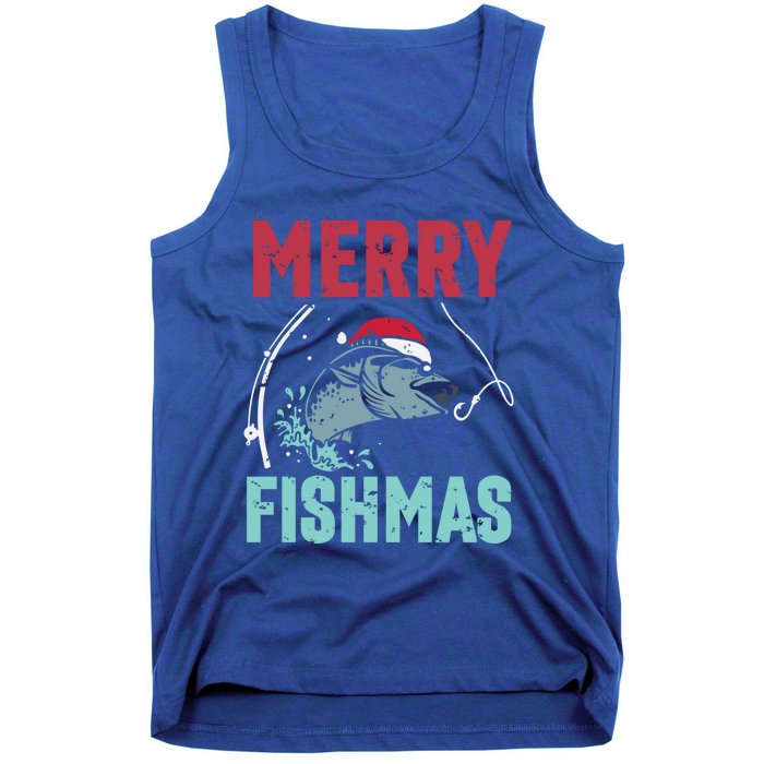 Merry Fishmas Funny Christmas For Family Fish Fisher Gift Tank Top