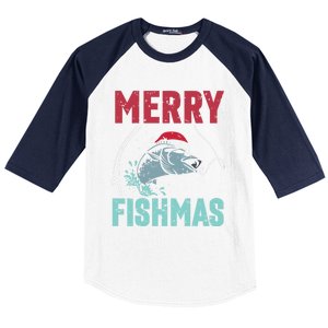 Merry Fishmas Funny Christmas For Family Fish Fisher Gift Baseball Sleeve Shirt