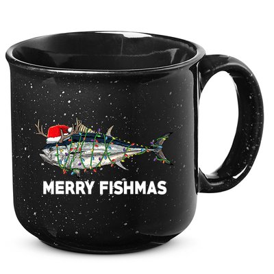 Merry Fishmas Funny Fish Fishing Fisherman Christmas Xmas 15oz Campfire Ceramic Mug