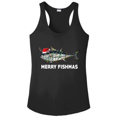 Merry Fishmas Funny Fish Fishing Fisherman Christmas Xmas Ladies PosiCharge Competitor Racerback Tank