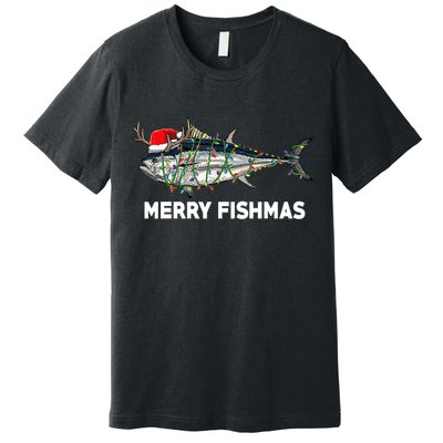 Merry Fishmas Funny Fish Fishing Fisherman Christmas Xmas Premium T-Shirt
