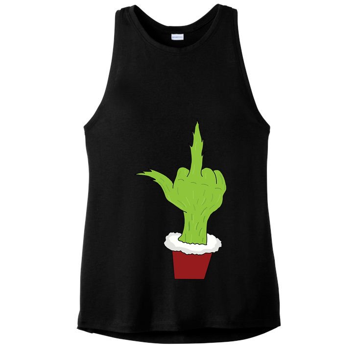 Middle Finger Funny Holiday Ladies PosiCharge Tri-Blend Wicking Tank