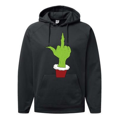 Middle Finger Funny Holiday Performance Fleece Hoodie