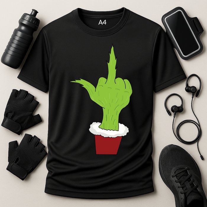 Middle Finger Funny Holiday Cooling Performance Crew T-Shirt