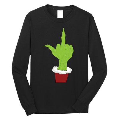 Middle Finger Funny Holiday Long Sleeve Shirt