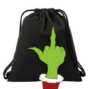 Middle Finger Funny Holiday Drawstring Bag