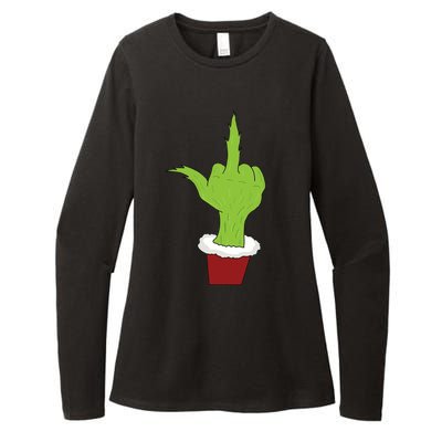 Middle Finger Funny Holiday Womens CVC Long Sleeve Shirt