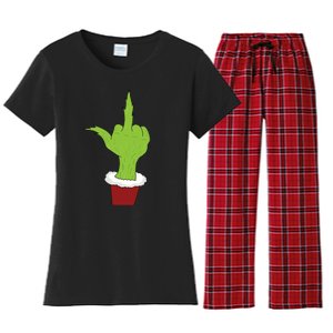 Middle Finger Funny Holiday Women's Flannel Pajama Set