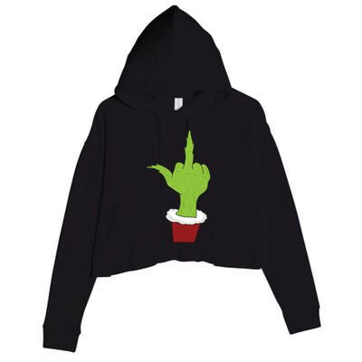 Middle Finger Funny Holiday Crop Fleece Hoodie