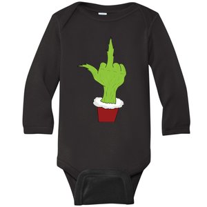 Middle Finger Funny Holiday Baby Long Sleeve Bodysuit