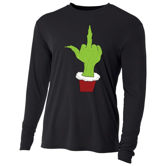 Middle Finger Funny Holiday Cooling Performance Long Sleeve Crew