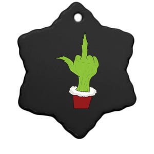 Middle Finger Funny Holiday Ceramic Star Ornament