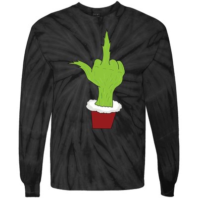 Middle Finger Funny Holiday Tie-Dye Long Sleeve Shirt