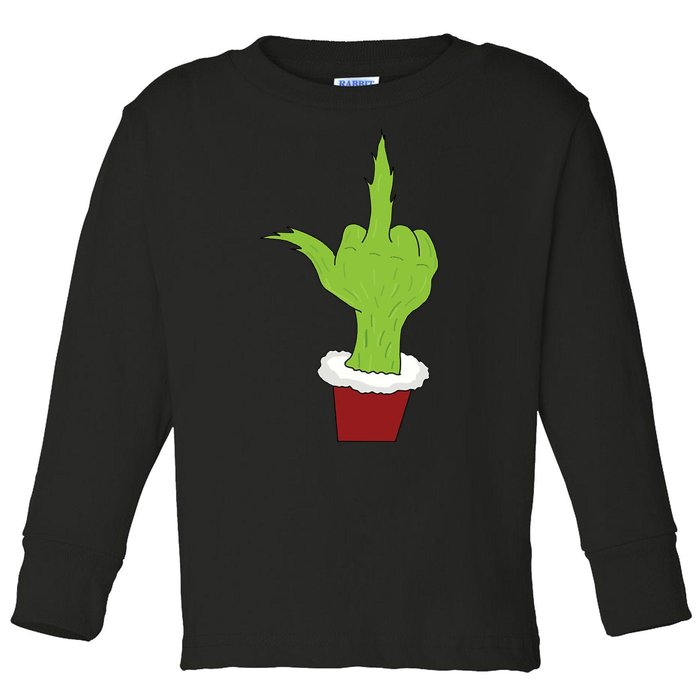 Middle Finger Funny Holiday Toddler Long Sleeve Shirt