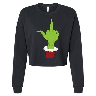 Middle Finger Funny Holiday Cropped Pullover Crew