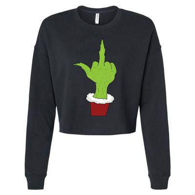 Middle Finger Funny Holiday Cropped Pullover Crew