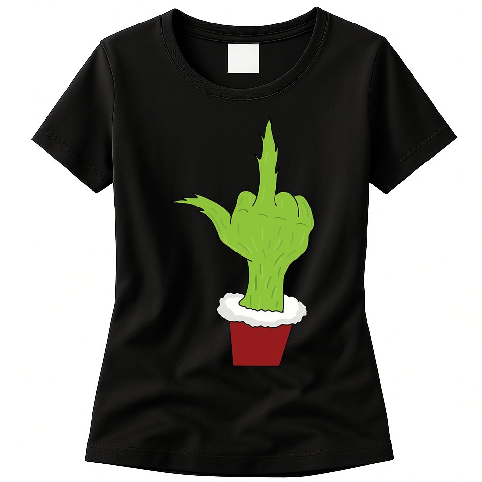 Middle Finger Funny Holiday Womens T-Shirt