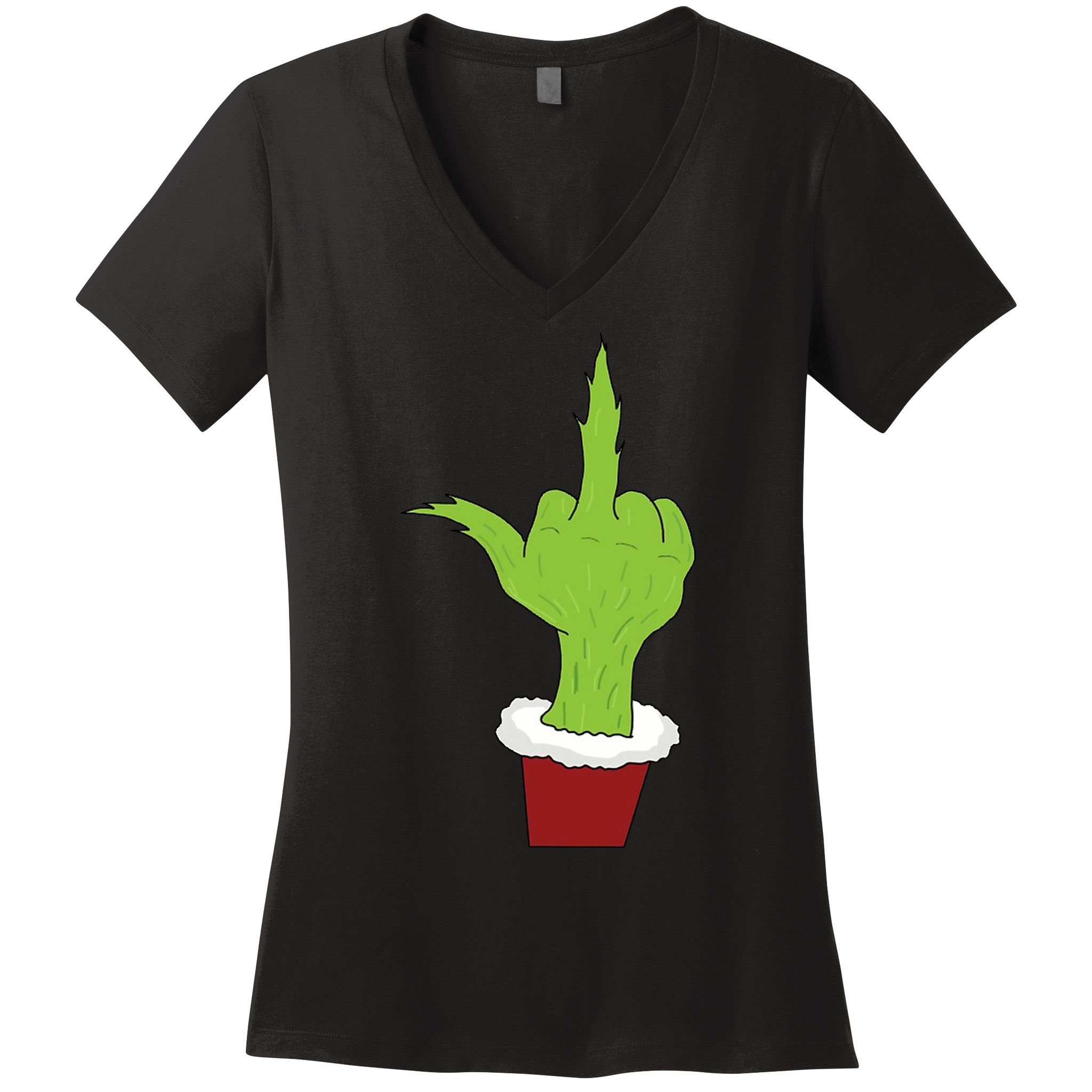 Middle Finger Funny Holiday Women's V-Neck T-Shirt