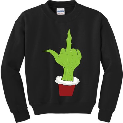Middle Finger Funny Holiday Kids Sweatshirt