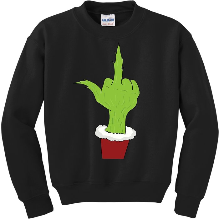 Middle Finger Funny Holiday Kids Sweatshirt