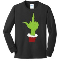 Middle Finger Funny Holiday Kids Long Sleeve Shirt