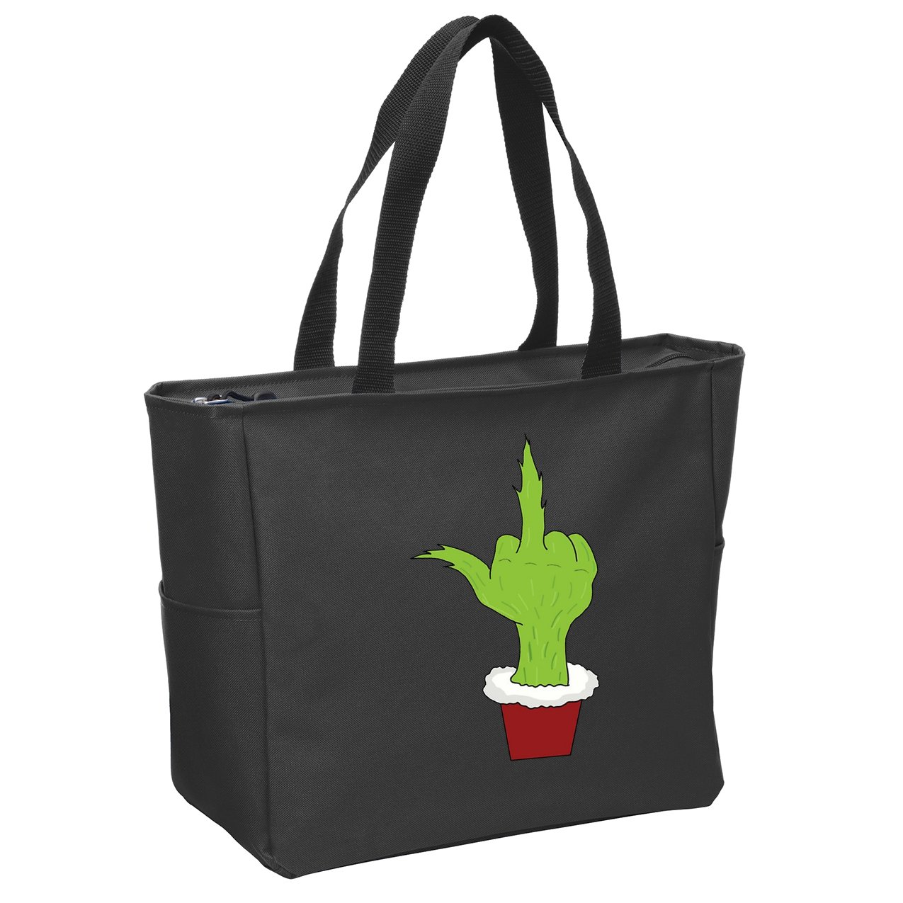 Middle Finger Funny Holiday Zip Tote Bag
